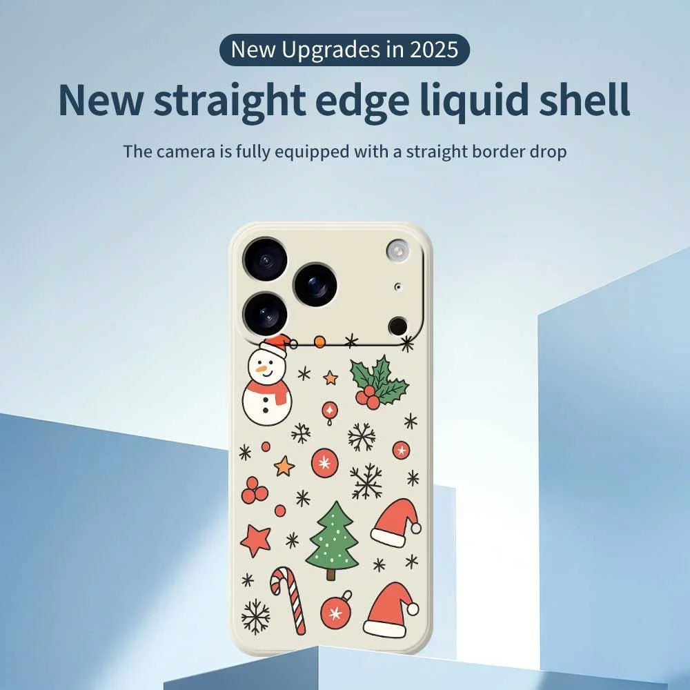 For iPhone 18 Pro / 17 Pro Case Snowman and Santa Hat Pattern Printing Straight Edge TPU Phone Back Cover - Green - 2