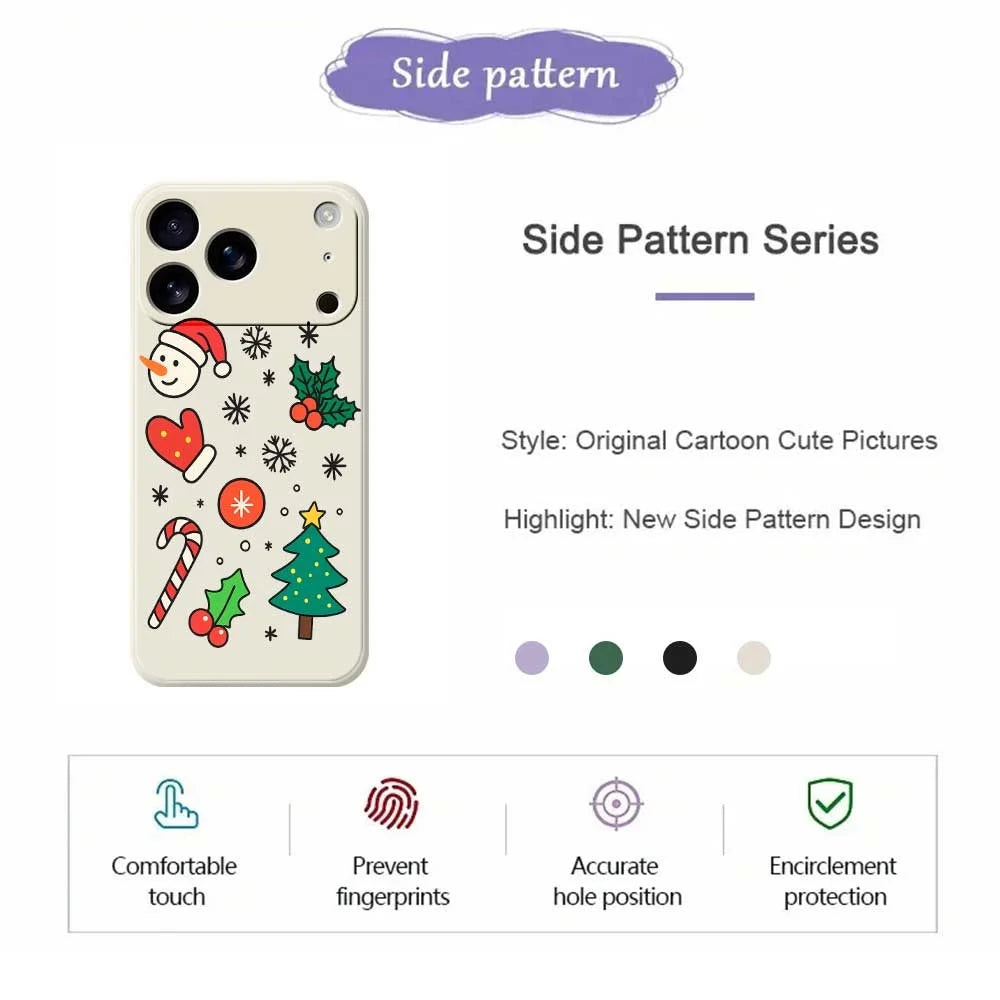 For iPhone 18 Pro / 17 Pro Case Christmas Snowman and Tree Pattern Printing Straight Edge TPU Phone Back Cover - Green - 7
