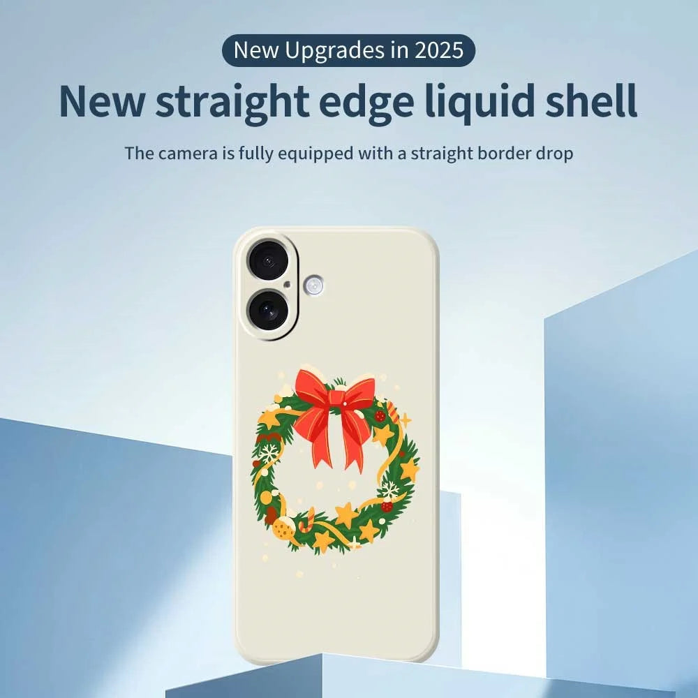 For iPhone 17 Case Bow Wreath Pattern Printing Straight Edge TPU Phone Back Cover - Green - 2