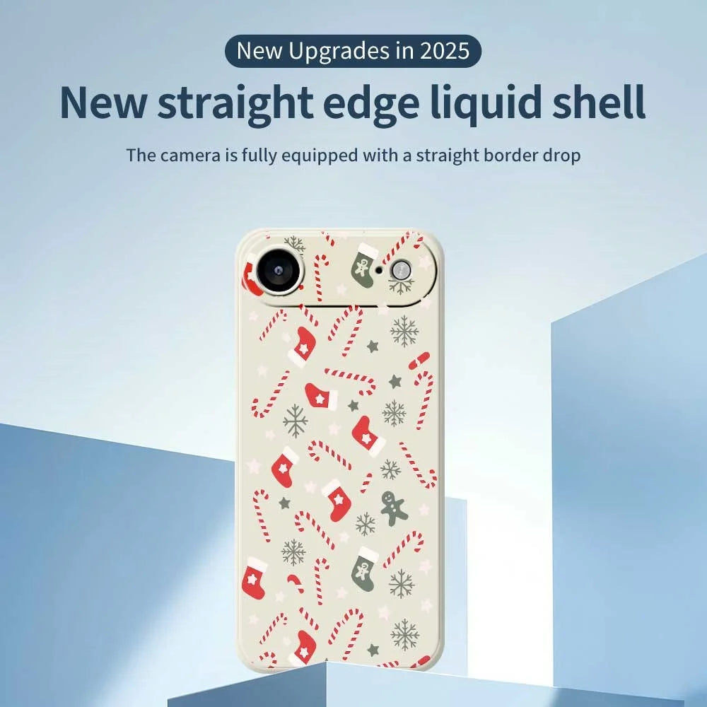 For iPhone Air Case Red Grey Socks and Canes Pattern Printing Straight Edge TPU Phone Back Cover - Beige - 2