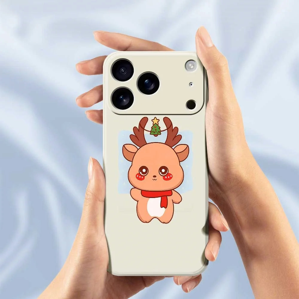 For iPhone 18 Pro / 17 Pro Case Cartoon Deer Pattern Printing Straight Edge TPU Phone Back Cover - Beige - 4