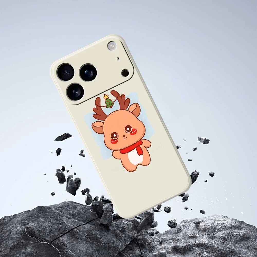 For iPhone 18 Pro / 17 Pro Case Cartoon Deer Pattern Printing Straight Edge TPU Phone Back Cover - Beige - 5