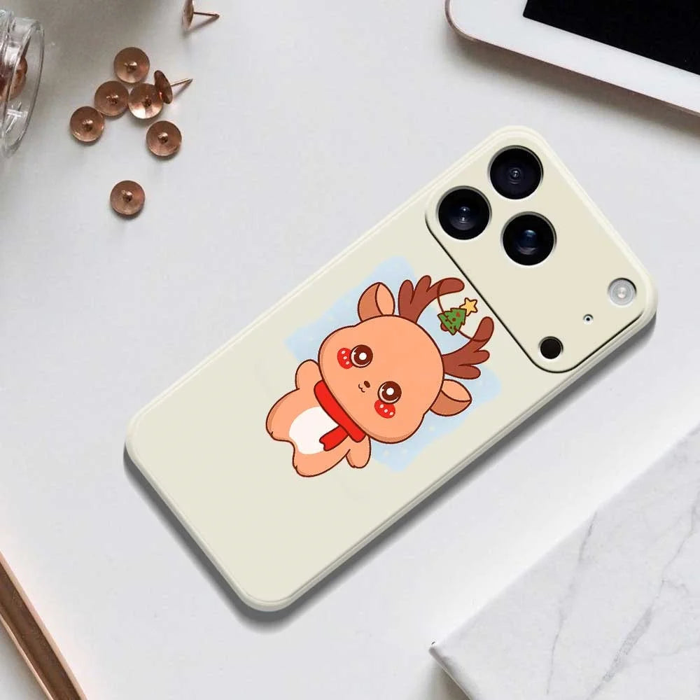 For iPhone 18 Pro Max / 17 Pro Max Case Cartoon Deer Pattern Printing Straight Edge TPU Phone Back Cover - Beige - 6