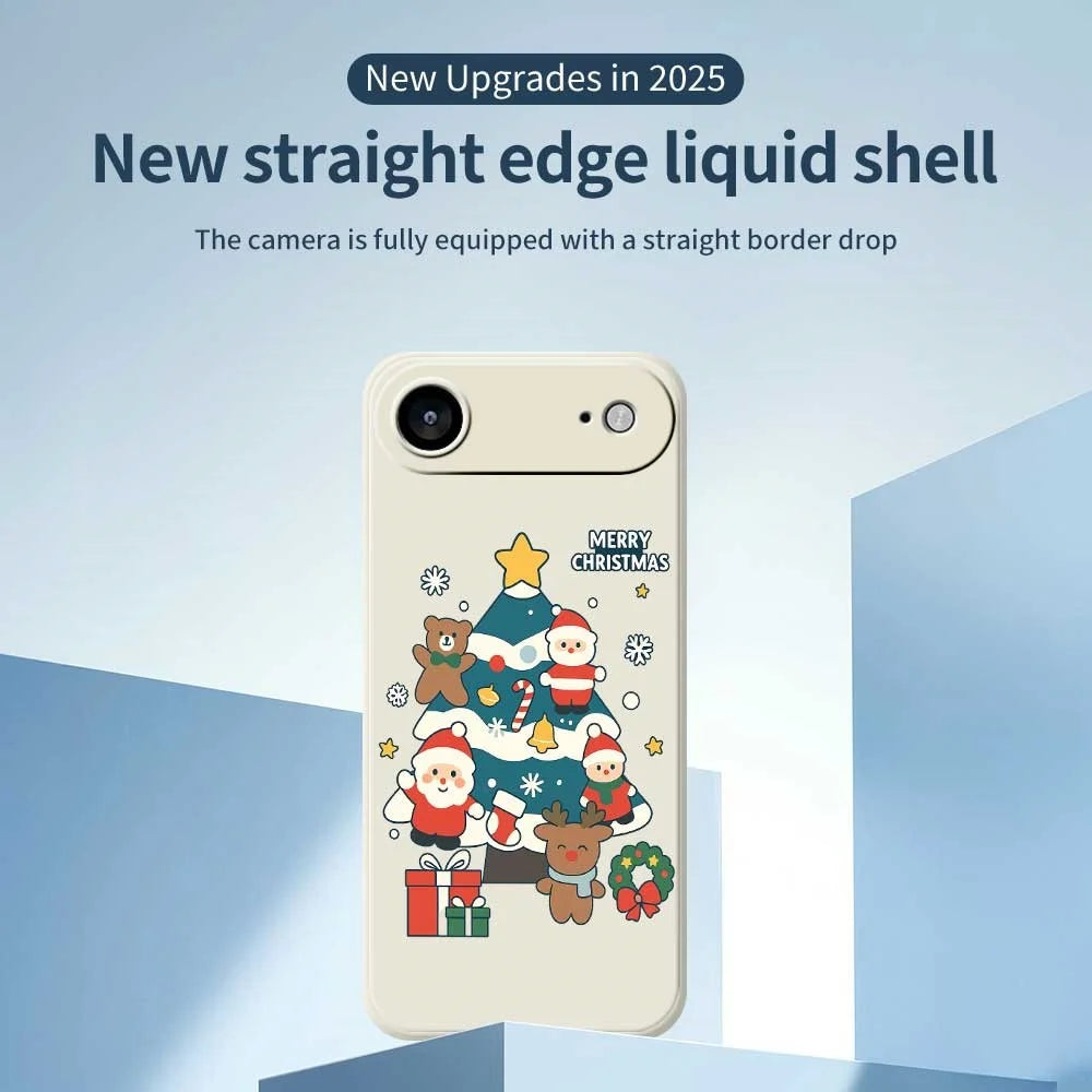 For iPhone Air Case Christmas Tree Gifts Pattern Printing Straight Edge TPU Phone Back Cover - Beige - 2