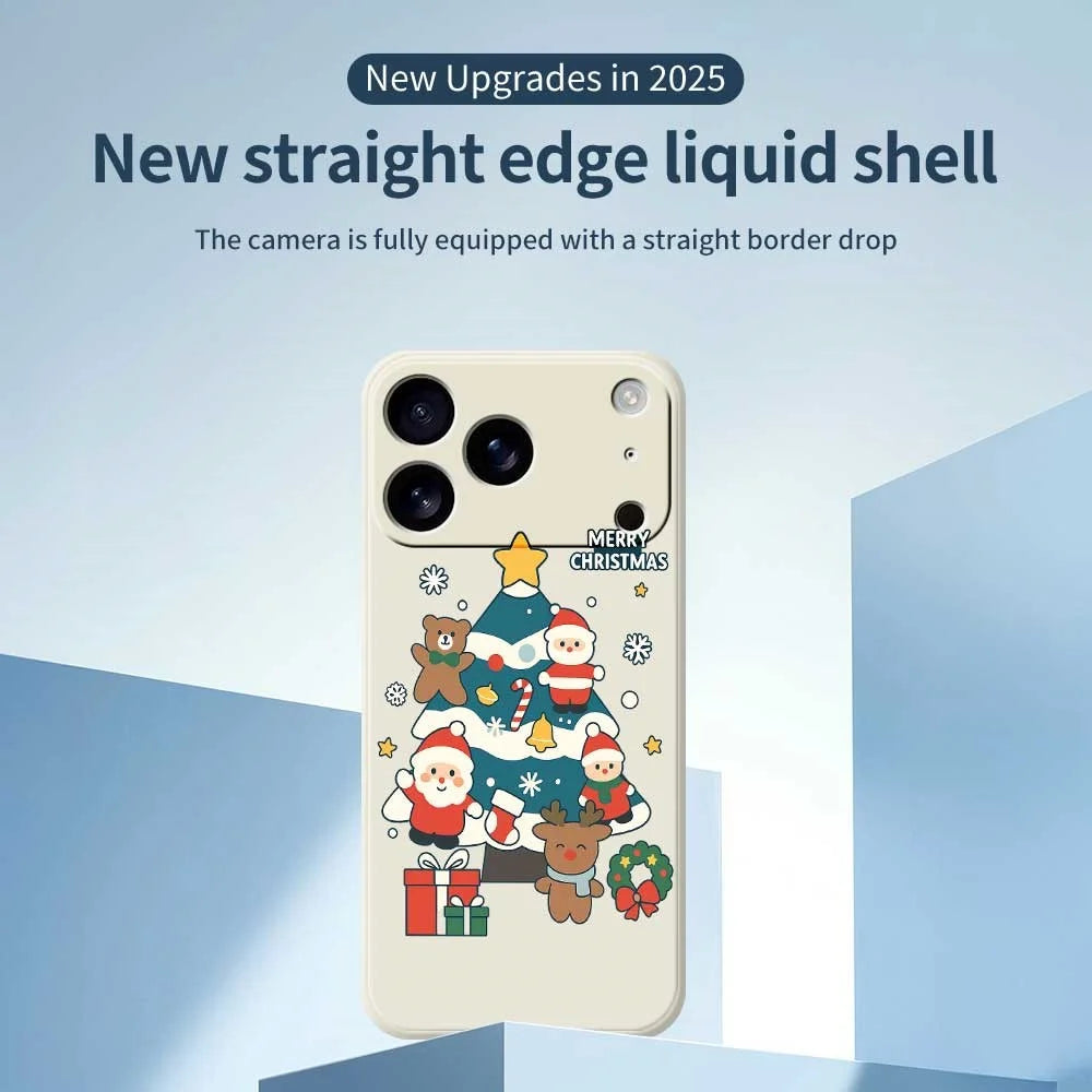 For iPhone 18 Pro / 17 Pro Case Christmas Tree Gifts Pattern Printing Straight Edge TPU Phone Back Cover - Beige - 2