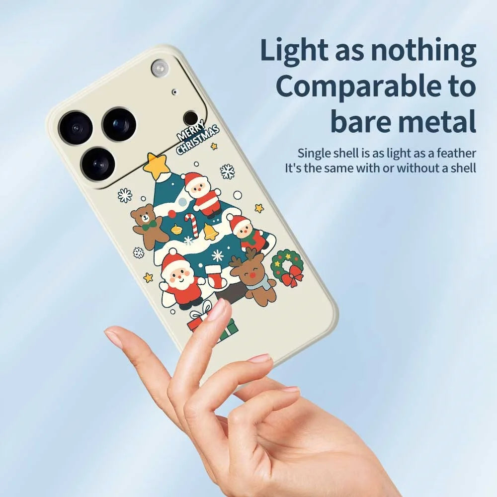 For iPhone 18 Pro / 17 Pro Case Christmas Tree Gifts Pattern Printing Straight Edge TPU Phone Back Cover - Beige - 3
