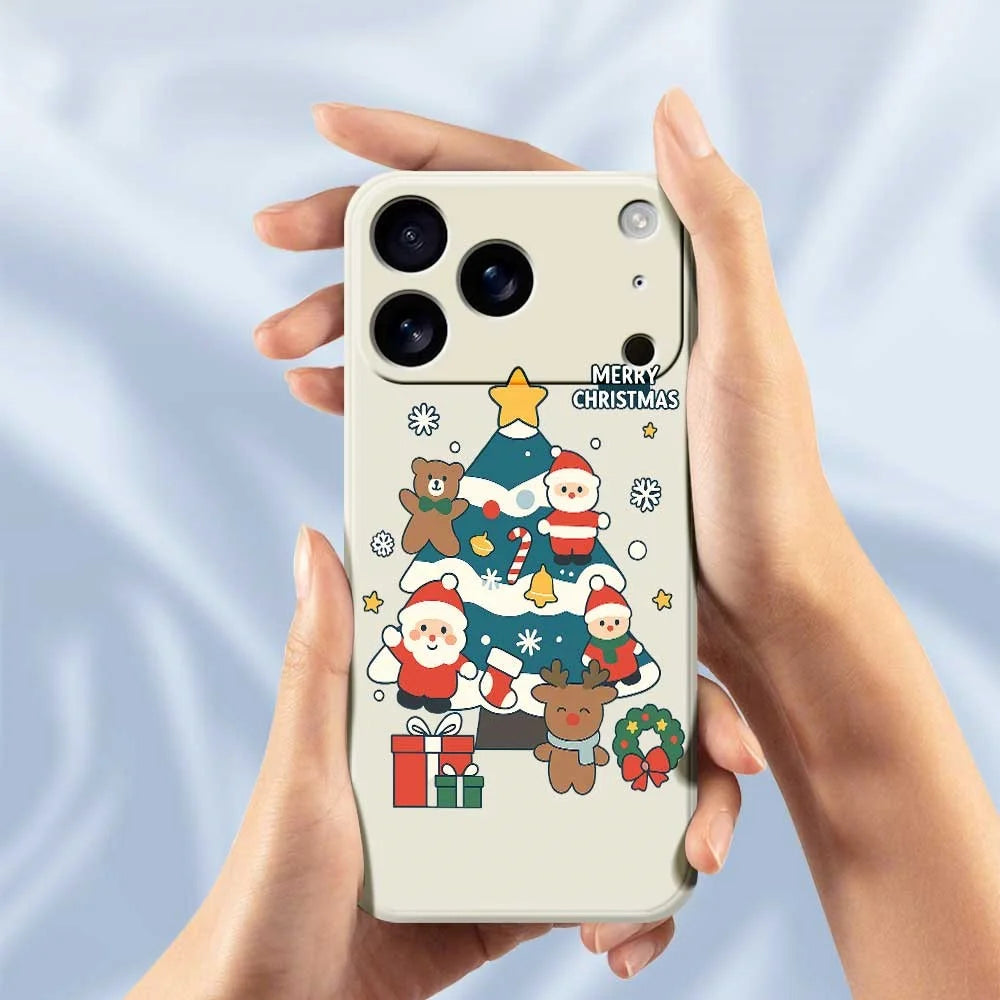 For iPhone 18 Pro / 17 Pro Case Christmas Tree Gifts Pattern Printing Straight Edge TPU Phone Back Cover - Beige - 4