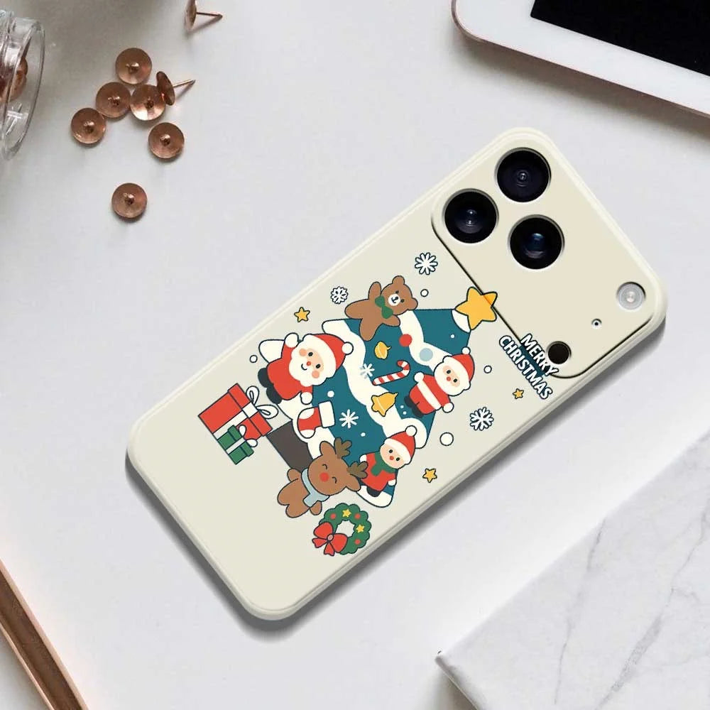 For iPhone 18 Pro / 17 Pro Case Christmas Tree Gifts Pattern Printing Straight Edge TPU Phone Back Cover - Beige - 6