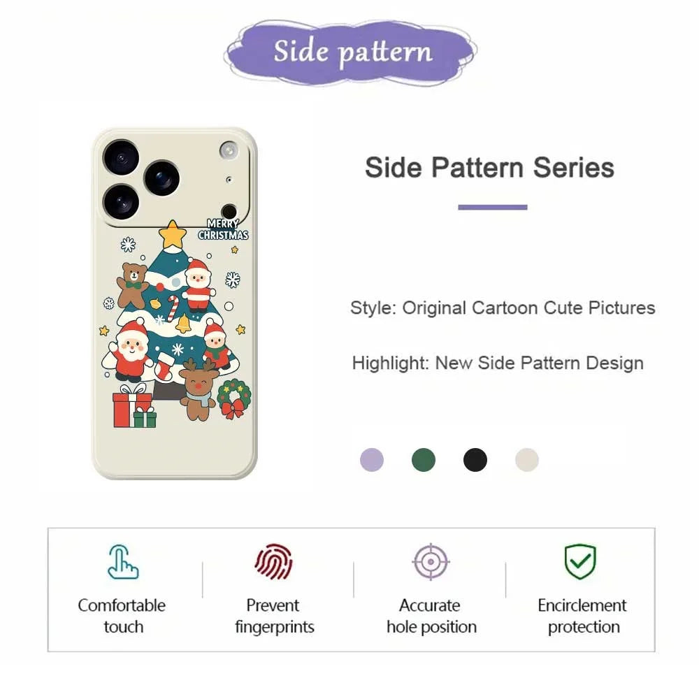 For iPhone 18 Pro / 17 Pro Case Christmas Tree Gifts Pattern Printing Straight Edge TPU Phone Back Cover - Beige - 7