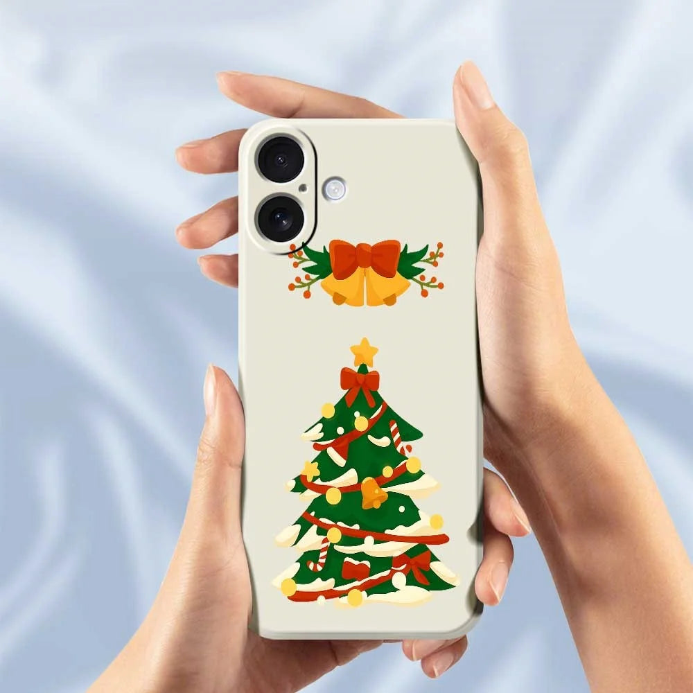 For iPhone 17 Case Christmas Tree Bow Pattern Printing Straight Edge TPU Phone Back Cover - Beige - 4