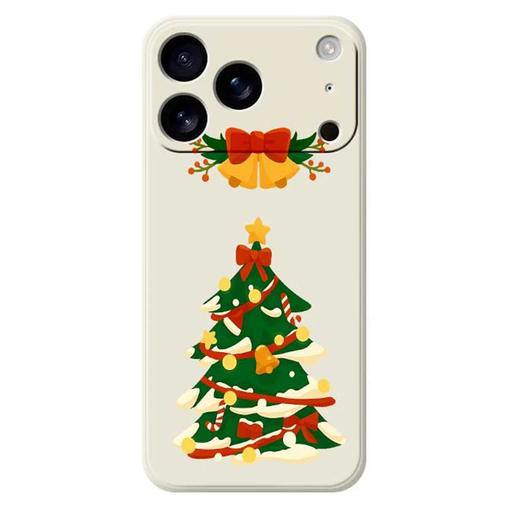 For iPhone 18 Pro / 17 Pro Case Christmas Tree Bow Pattern Printing Straight Edge TPU Phone Back Cover - Beige - 1