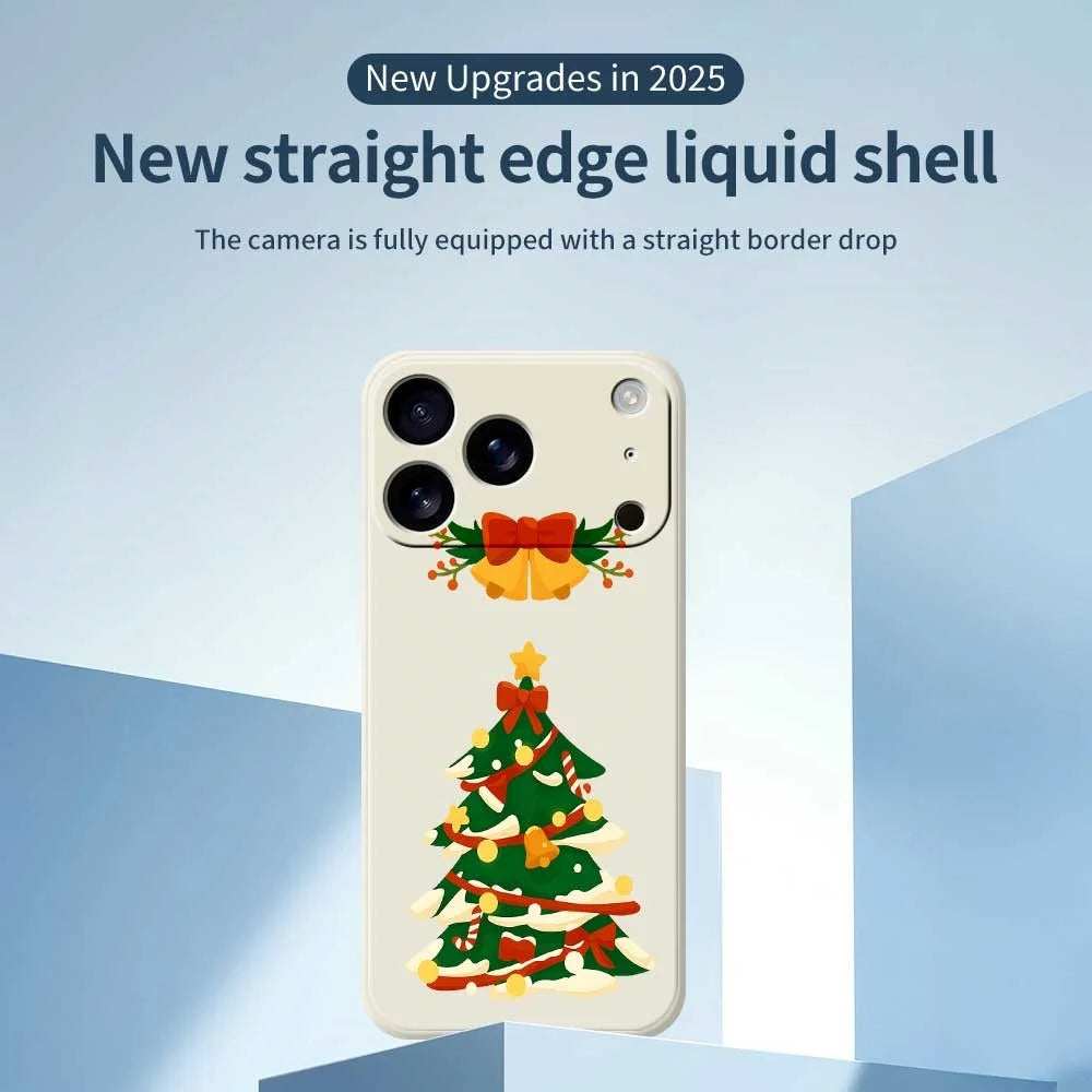 For iPhone 18 Pro Max / 17 Pro Max Case Christmas Tree Bow Pattern Printing Straight Edge TPU Phone Back Cover - Beige - 2