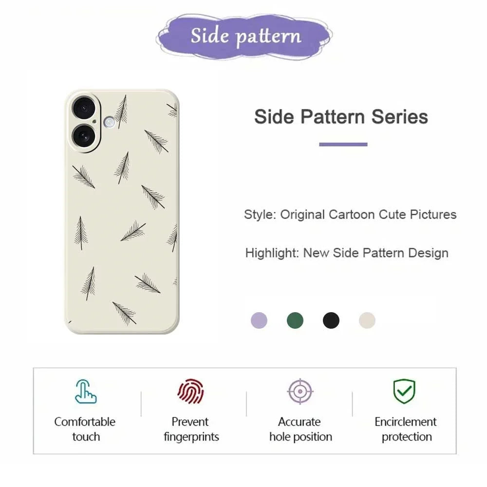 For iPhone 17 Case Hand Drawn Trees Pattern Printing Straight Edge TPU Phone Back Cover - Beige - 7