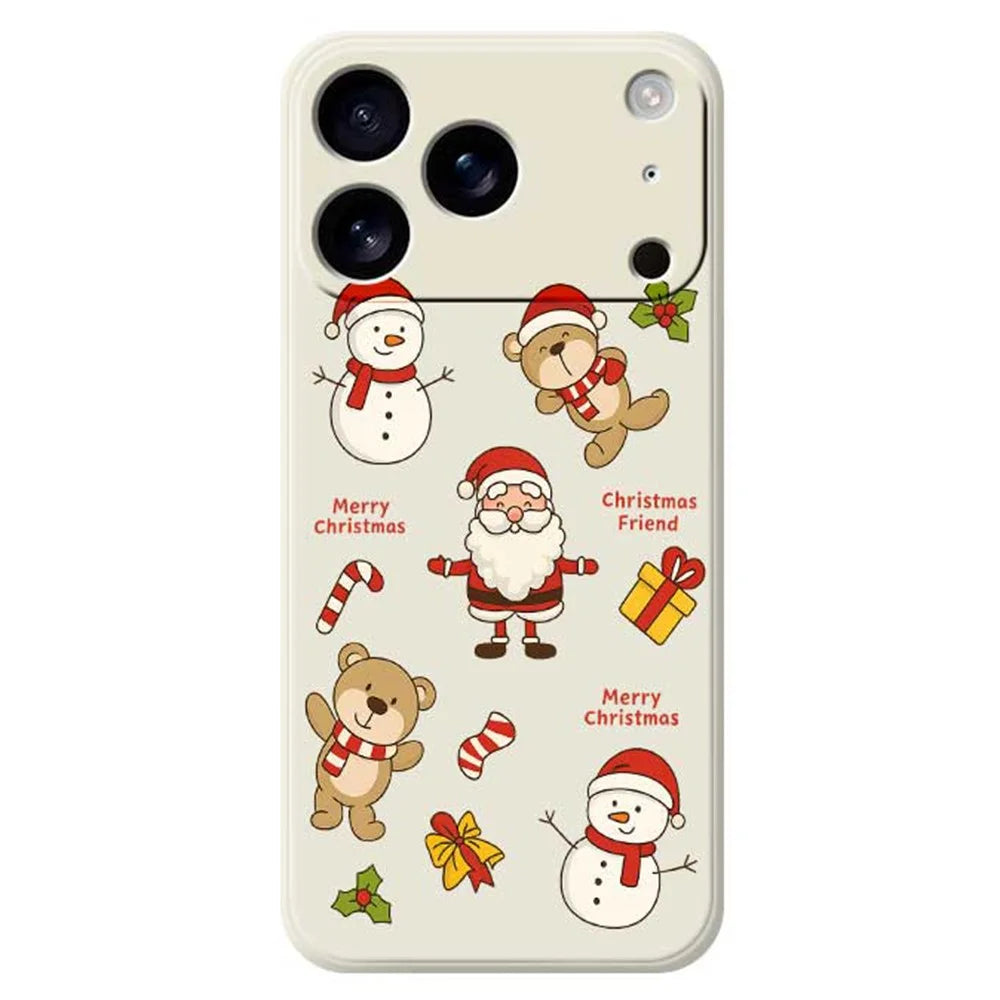 For iPhone 18 Pro / 17 Pro Case Christmas Friends Pattern Printing Straight Edge TPU Phone Back Cover - Beige - 1