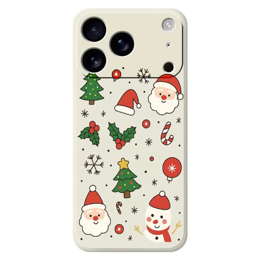 For iPhone 18 Pro / 17 Pro Case Christmas Theme Pattern Printing Straight Edge TPU Phone Back Cover - Beige - 1