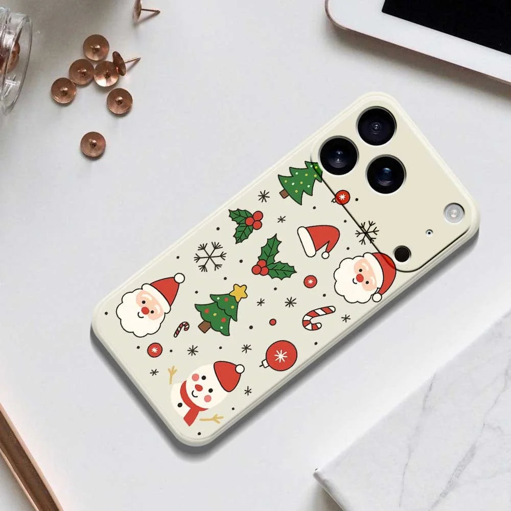 For iPhone 18 Pro / 17 Pro Case Christmas Theme Pattern Printing Straight Edge TPU Phone Back Cover - Beige - 6