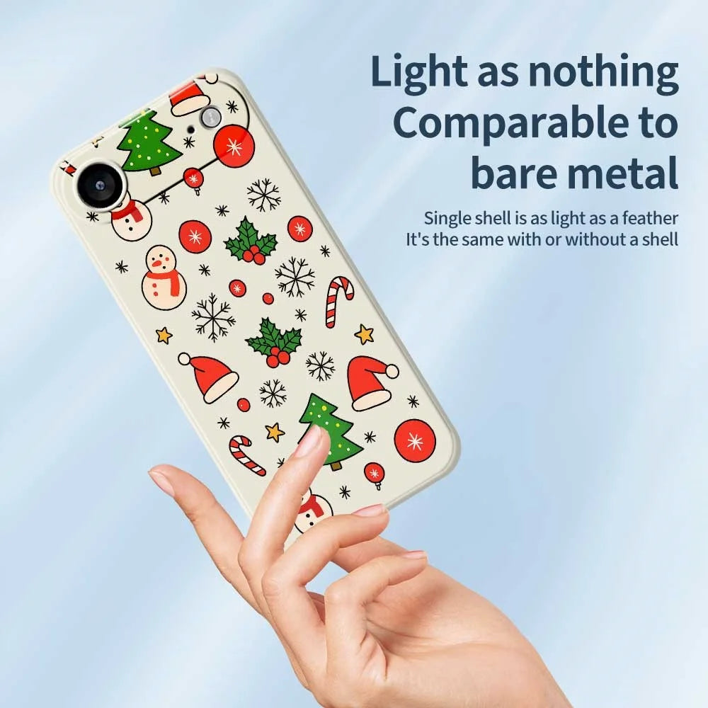 For iPhone Air Case Christmas Elements Pattern Printing Straight Edge TPU Phone Back Cover - Beige - 3