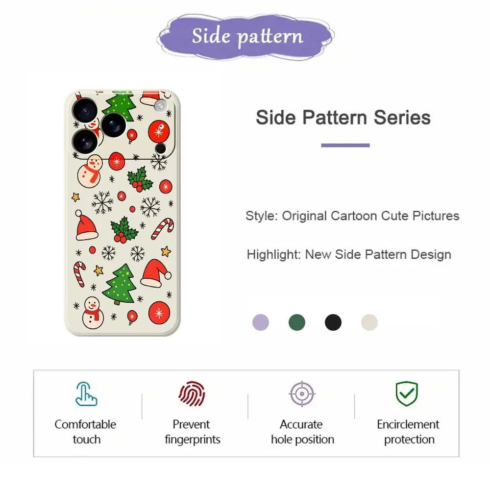 For iPhone 18 Pro / 17 Pro Case Christmas Elements Pattern Printing Straight Edge TPU Phone Back Cover - Green - 7