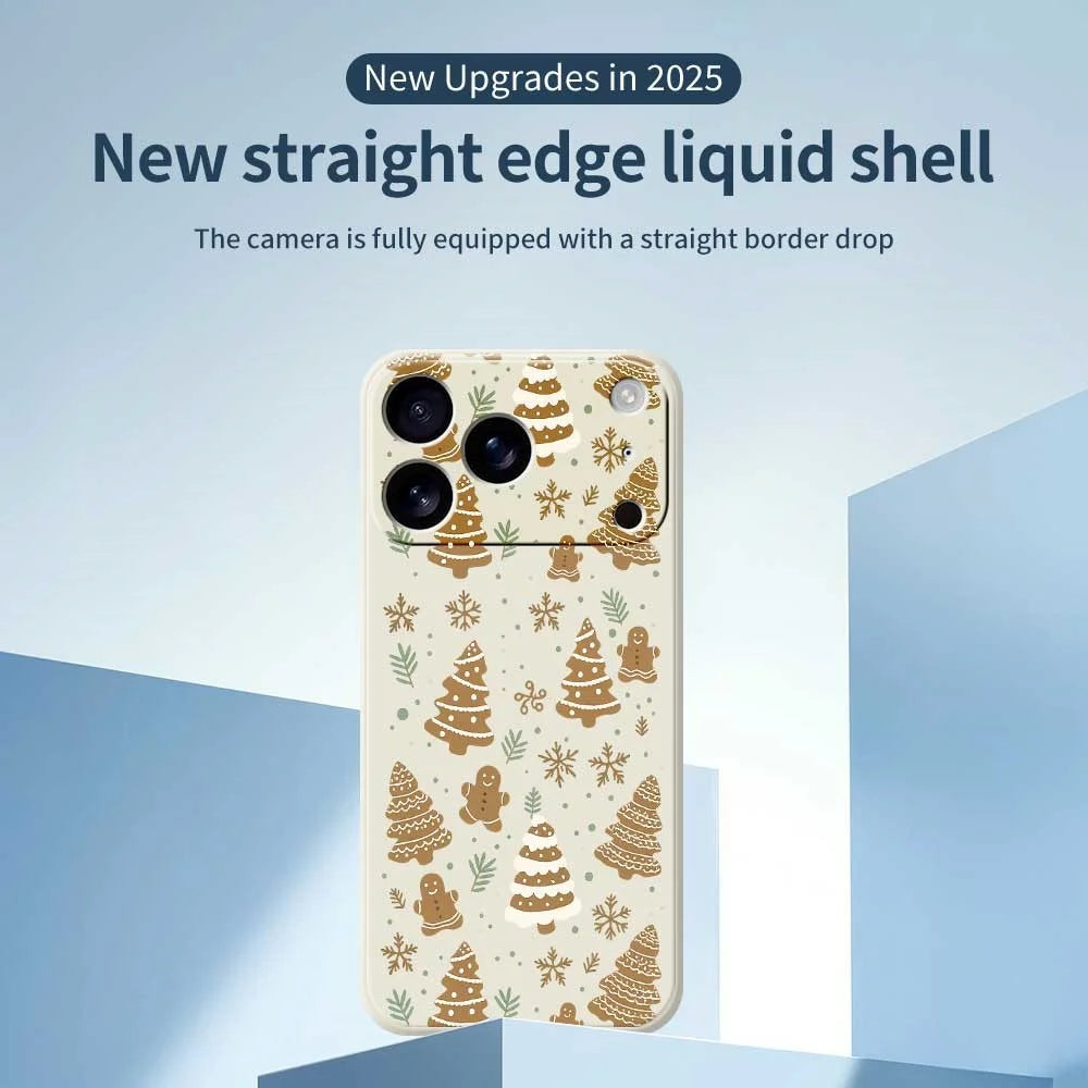 For iPhone 18 Pro / 17 Pro Case Brown Christmas Tree Gingerbread Pattern Printing Straight Edge TPU Phone Back Cover - Green - 2