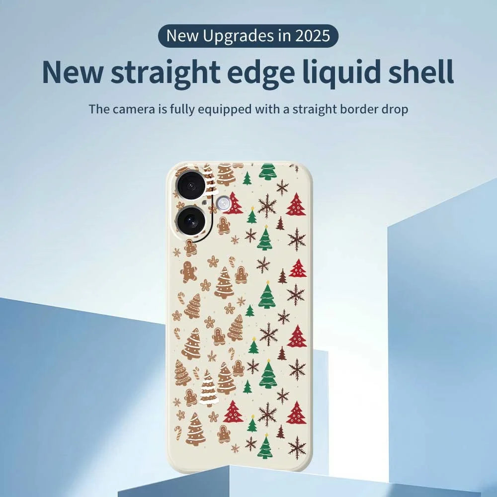 For iPhone 17 Case Christmas Tree Gingerbread Pattern Printing Straight Edge TPU Phone Back Cover - Beige - 2