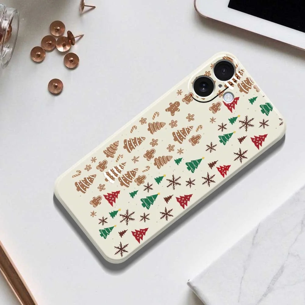 For iPhone 17 Case Christmas Tree Gingerbread Pattern Printing Straight Edge TPU Phone Back Cover - Beige - 6