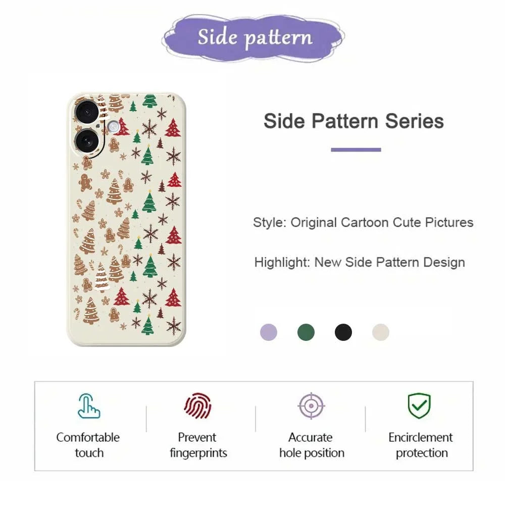 For iPhone 17 Case Christmas Tree Gingerbread Pattern Printing Straight Edge TPU Phone Back Cover - Beige - 7