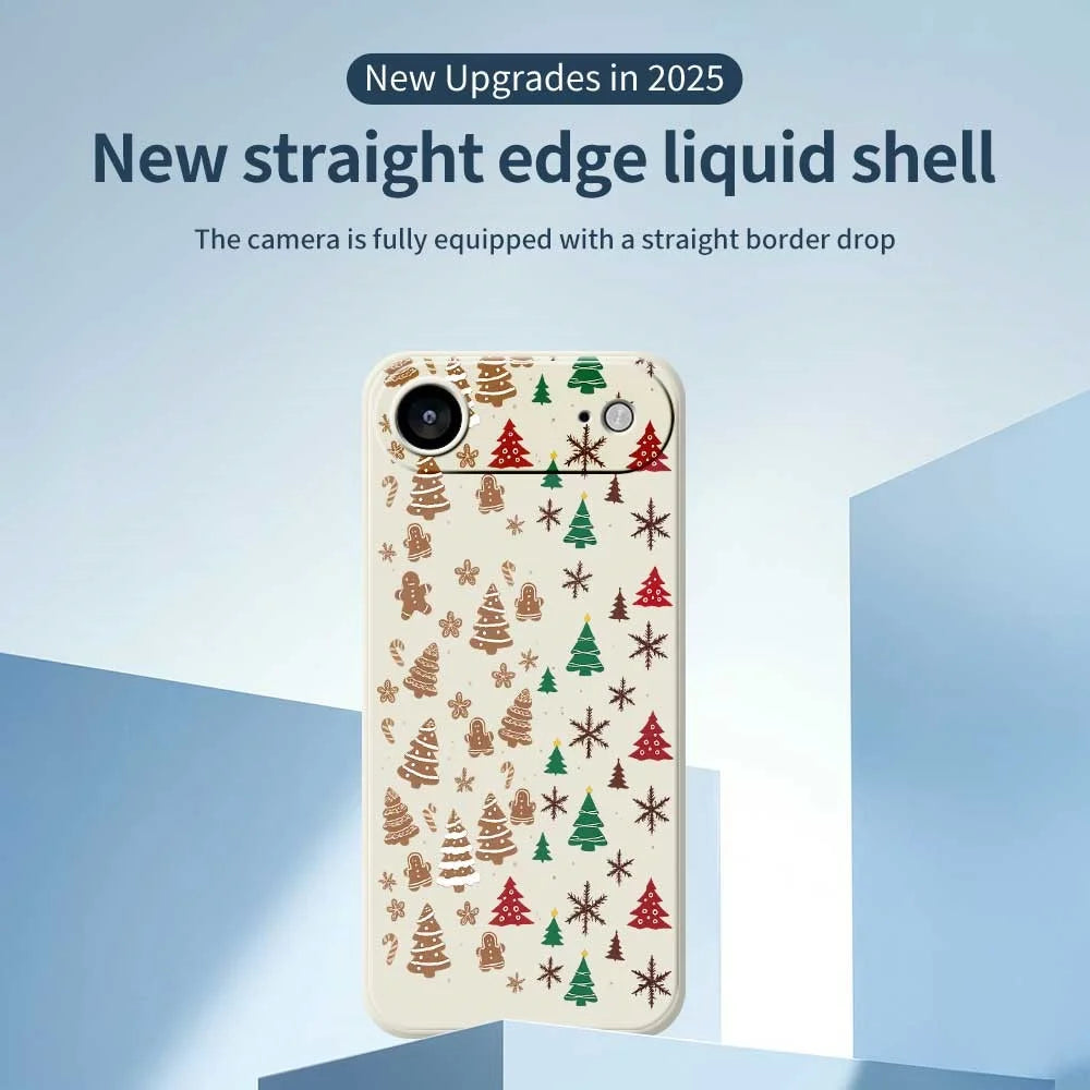 For iPhone Air Case Christmas Tree Gingerbread Pattern Printing Straight Edge TPU Phone Back Cover - Beige - 2