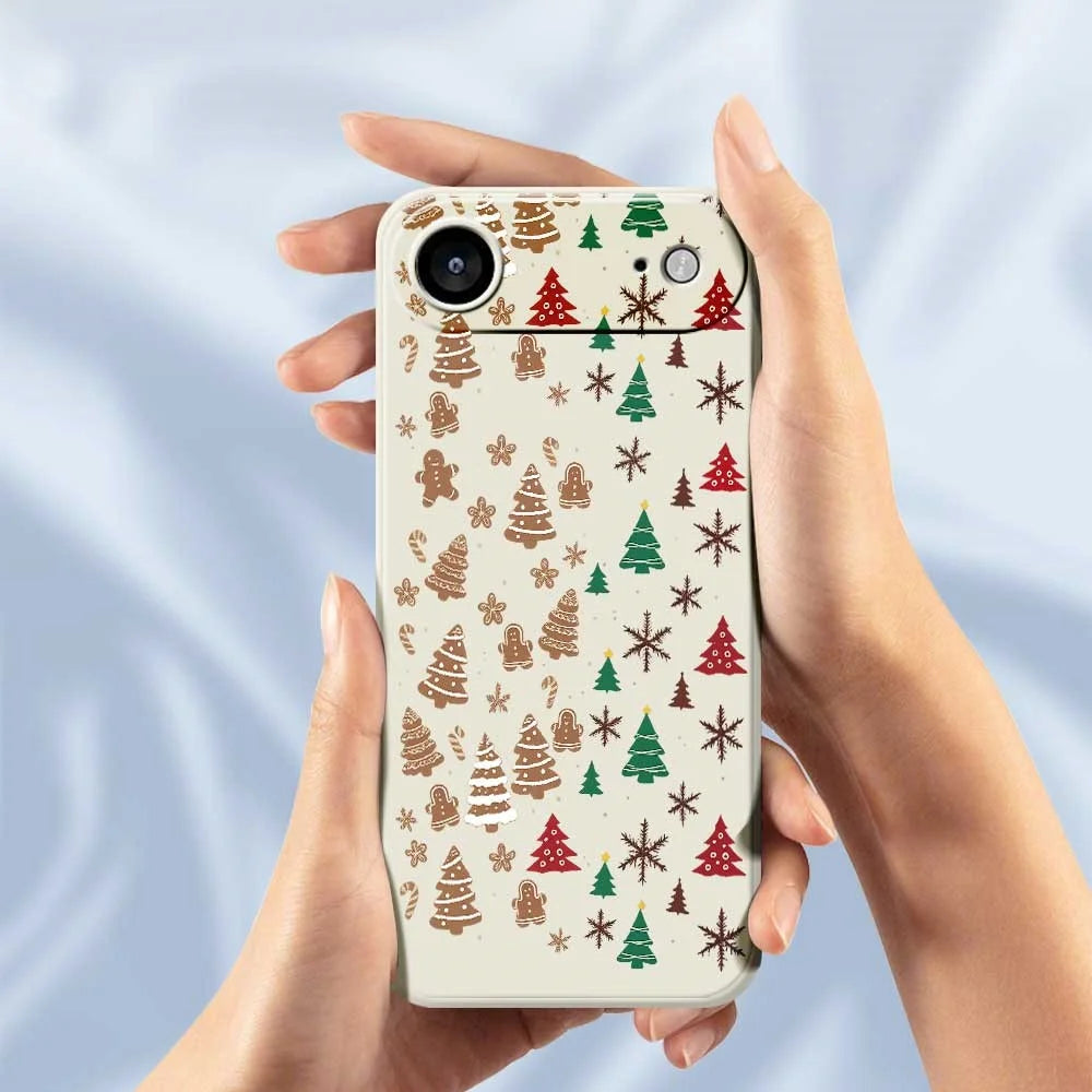 For iPhone Air Case Christmas Tree Gingerbread Pattern Printing Straight Edge TPU Phone Back Cover - Beige - 5