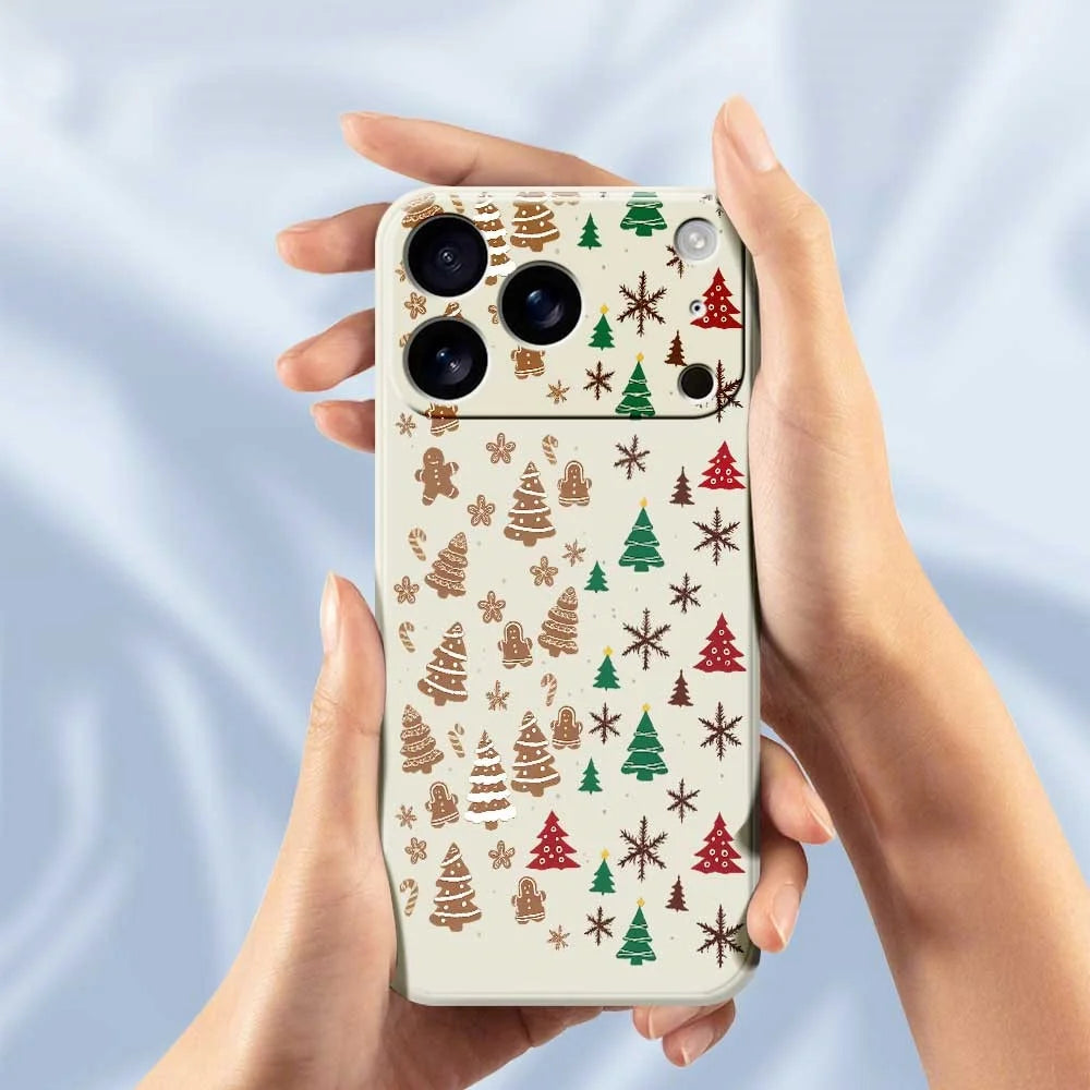 For iPhone 18 Pro / 17 Pro Case Christmas Tree Gingerbread Pattern Printing Straight Edge TPU Phone Back Cover - Beige - 4