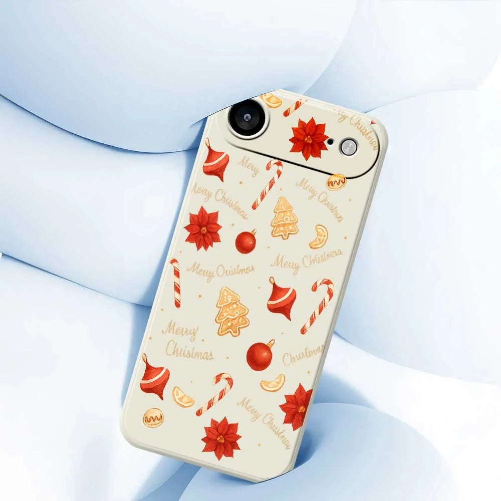 For iPhone Air Case Christmas Big Candy Pattern Printing Straight Edge TPU Phone Back Cover - Beige - 4