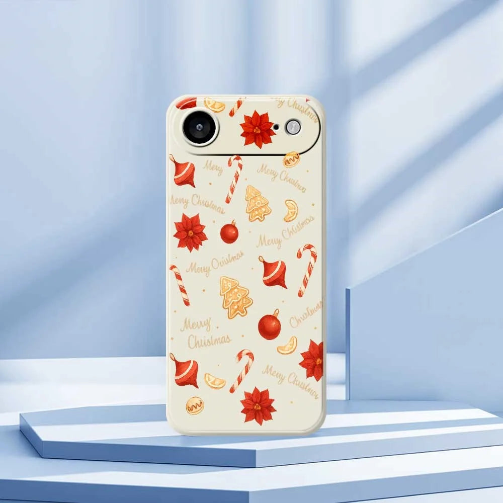 For iPhone Air Case Christmas Big Candy Pattern Printing Straight Edge TPU Phone Back Cover - Beige - 7