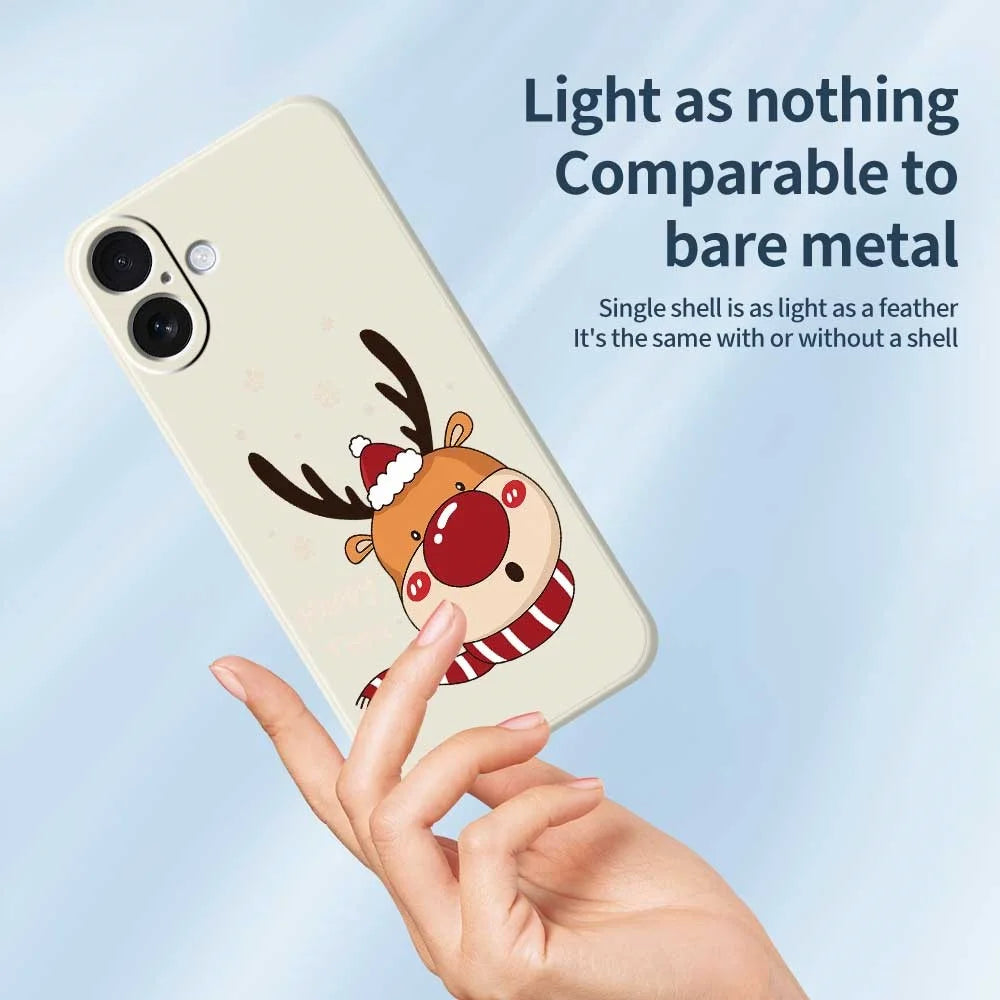 For iPhone 17 Case Deer Head Pattern Printing Straight Edge TPU Phone Back Cover - Beige - 3
