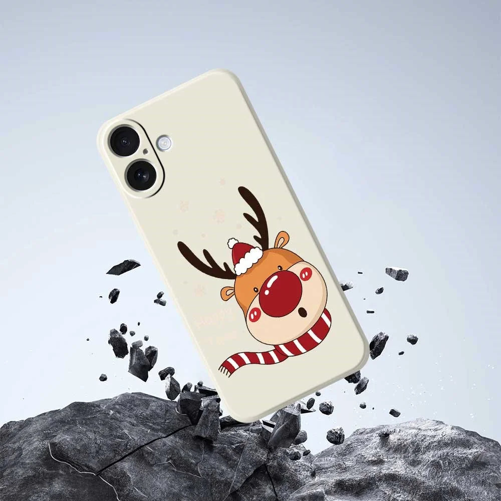 For iPhone 17 Case Deer Head Pattern Printing Straight Edge TPU Phone Back Cover - Beige - 5