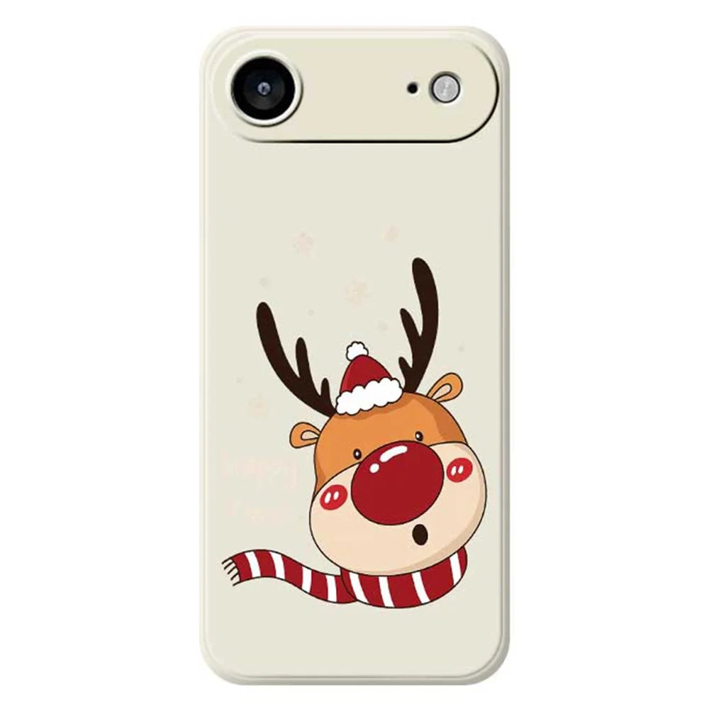 For iPhone Air Case Deer Head Pattern Printing Straight Edge TPU Phone Back Cover - Beige - 1