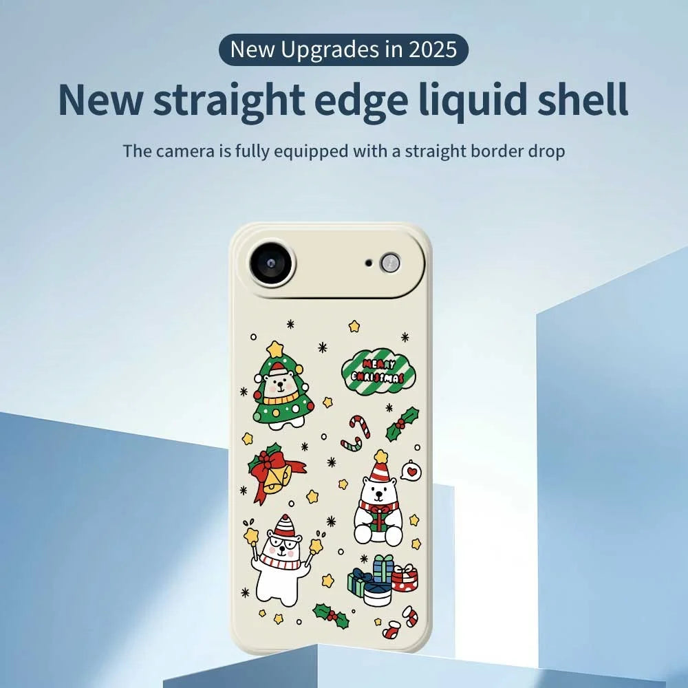 For iPhone Air Case Christmas Bears Pattern Printing Straight Edge TPU Phone Back Cover - Beige - 2