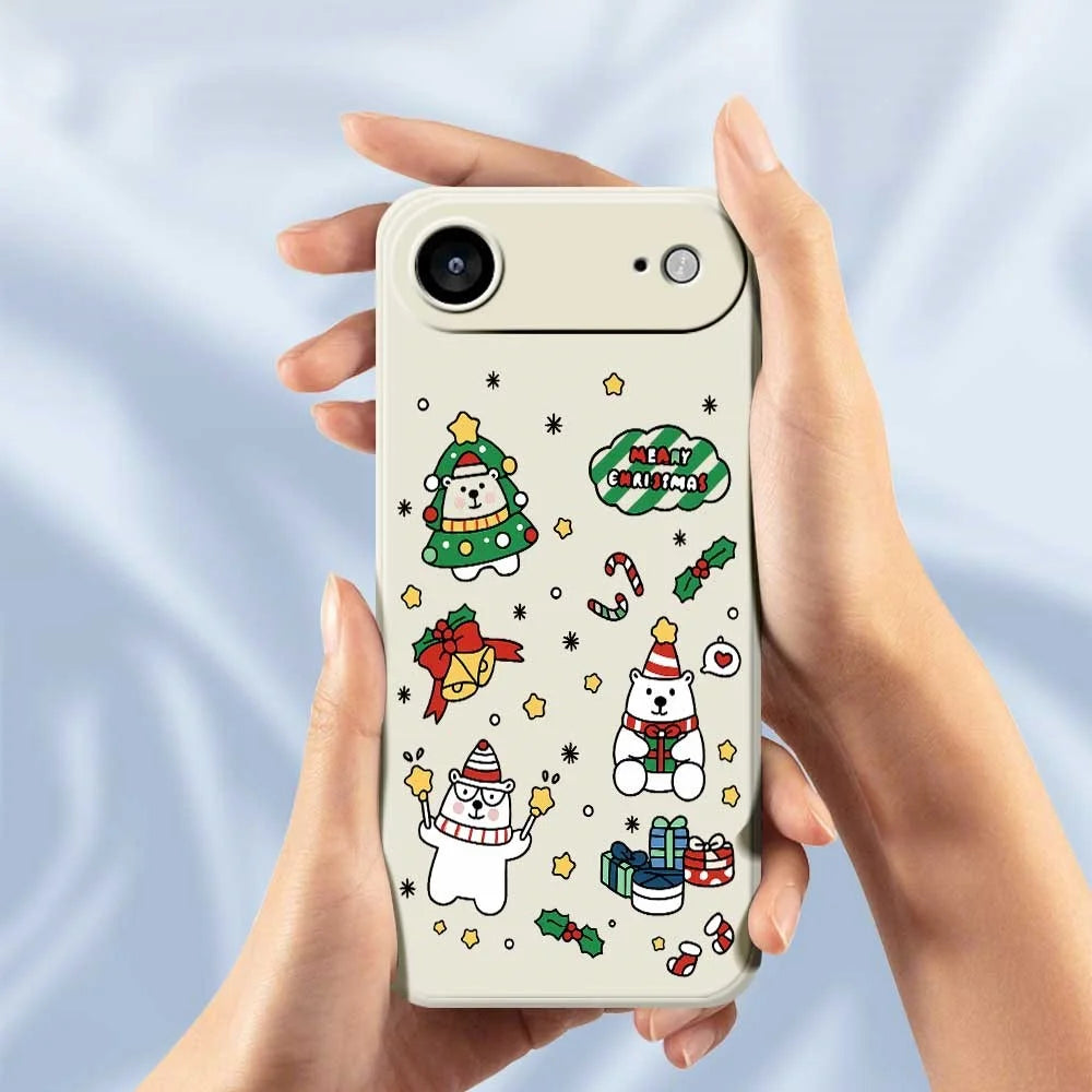 For iPhone Air Case Christmas Bears Pattern Printing Straight Edge TPU Phone Back Cover - Beige - 5