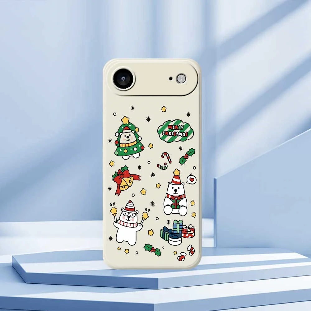 For iPhone Air Case Christmas Bears Pattern Printing Straight Edge TPU Phone Back Cover - Beige - 7