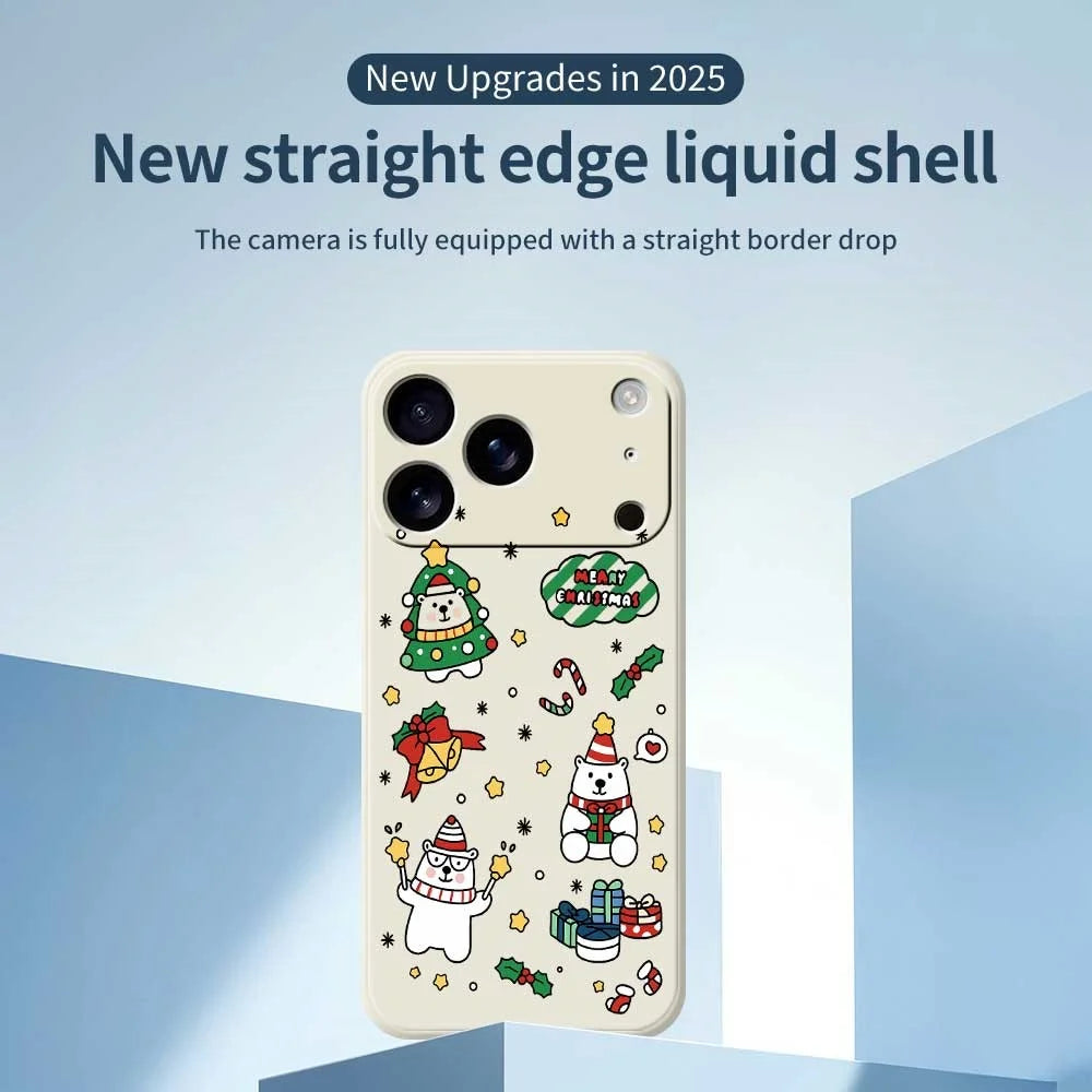 For iPhone 18 Pro Max / 17 Pro Max Case Christmas Bears Pattern Printing Straight Edge TPU Phone Back Cover - Beige - 2