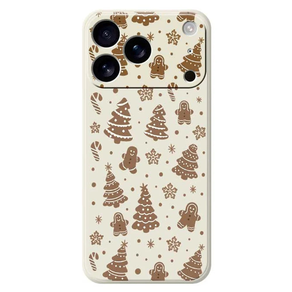 For iPhone 18 Pro / 17 Pro Case Christmas Gingerbread Pattern Printing Straight Edge TPU Phone Back Cover - Beige - 1