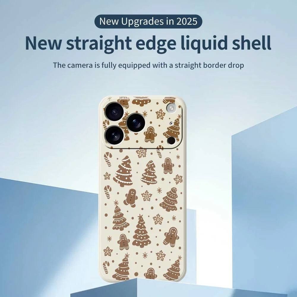For iPhone 18 Pro / 17 Pro Case Christmas Gingerbread Pattern Printing Straight Edge TPU Phone Back Cover - Beige - 2