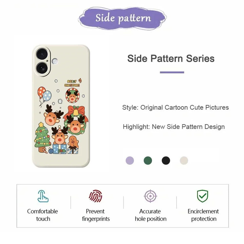 For iPhone 17 Case Christmas Gift Deer Pattern Printing Straight Edge TPU Phone Back Cover - Beige - 7