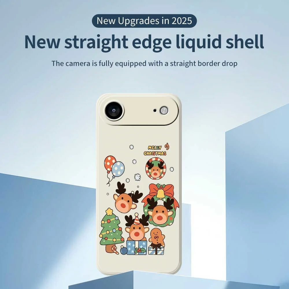 For iPhone Air Case Christmas Gift Deer Pattern Printing Straight Edge TPU Phone Back Cover - Beige - 2