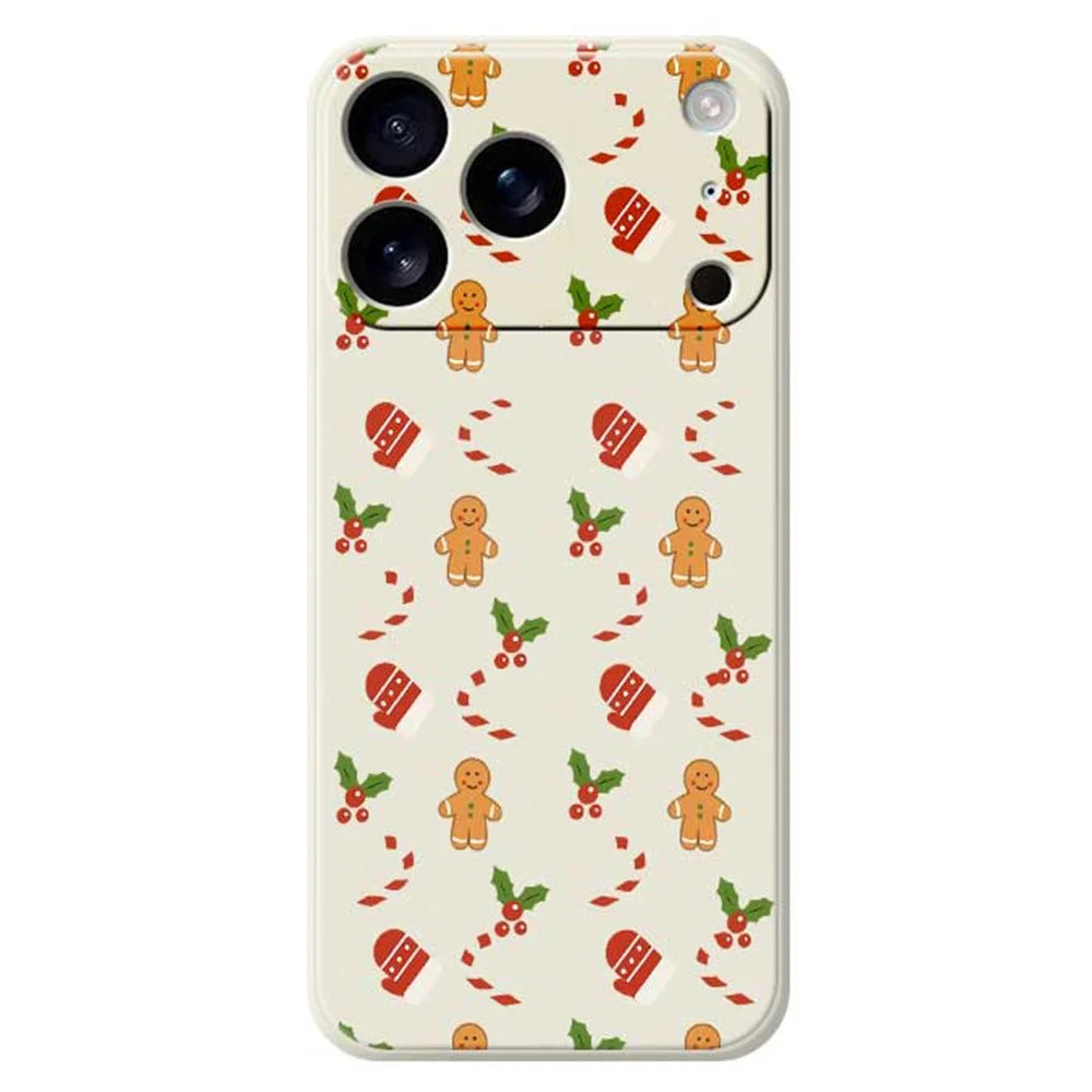 For iPhone 18 Pro / 17 Pro Case Gingerbread Gloves Pattern Printing Straight Edge TPU Phone Back Cover - Beige - 1