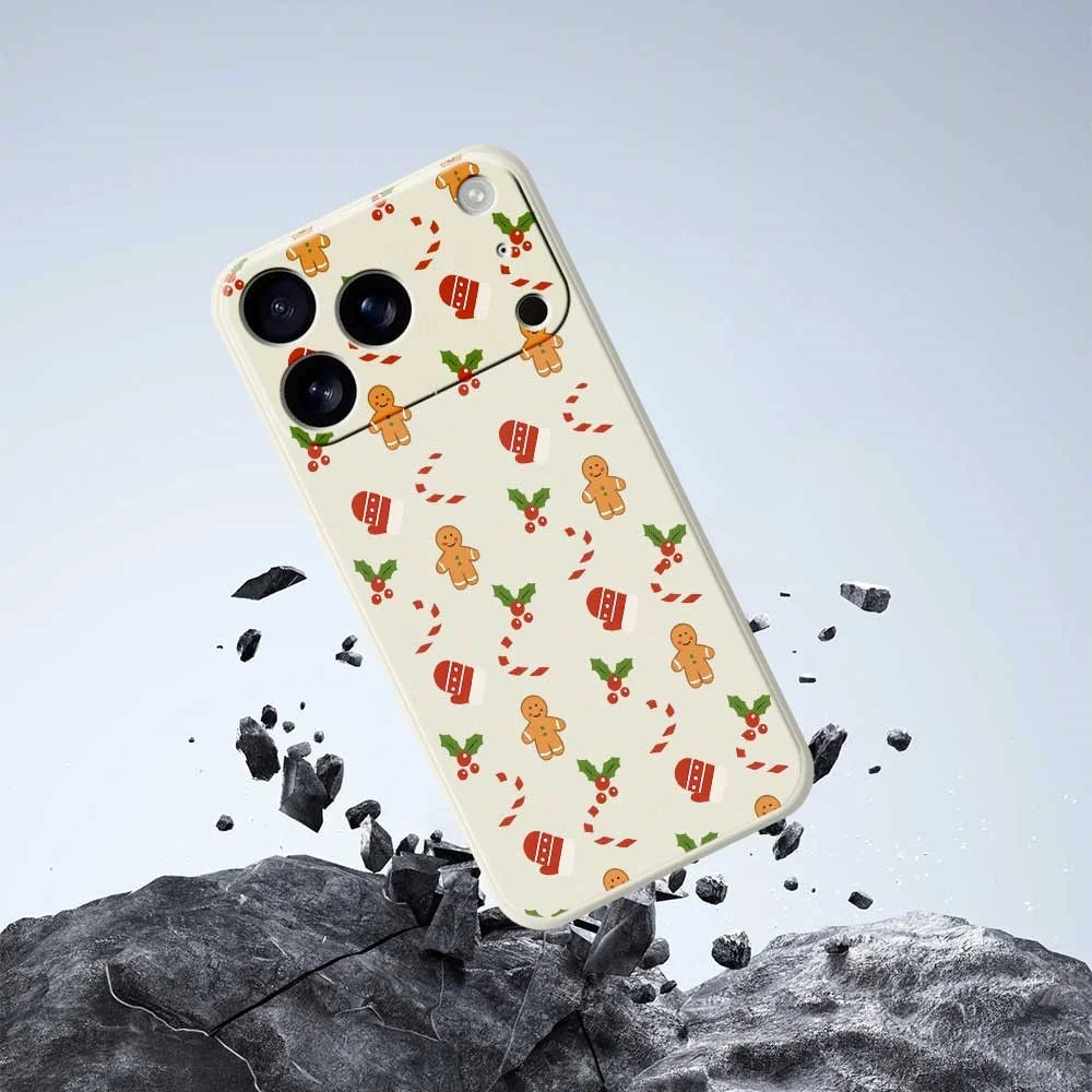 For iPhone 18 Pro Max / 17 Pro Max Case Gingerbread Gloves Pattern Printing Straight Edge TPU Phone Back Cover - Beige - 5