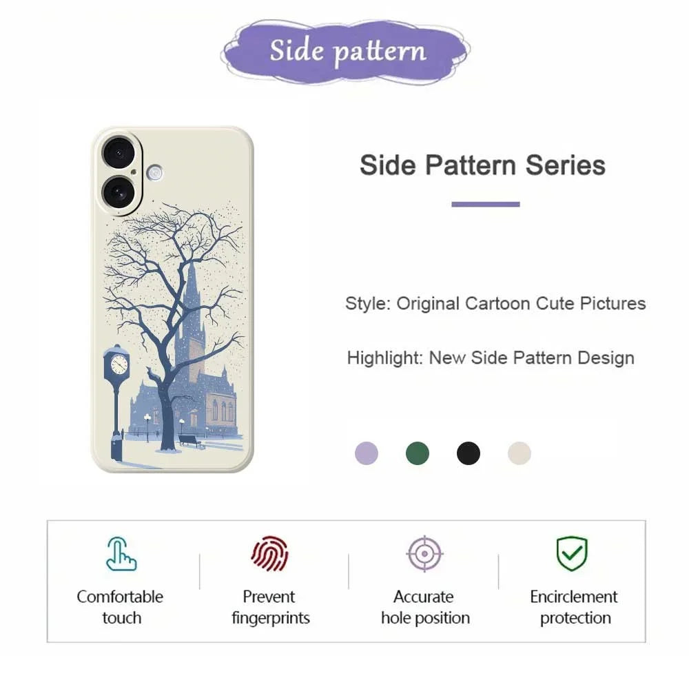 For iPhone 17 Case Street Outside The Castle Pattern Printing Straight Edge TPU Phone Back Cover - Green - 7