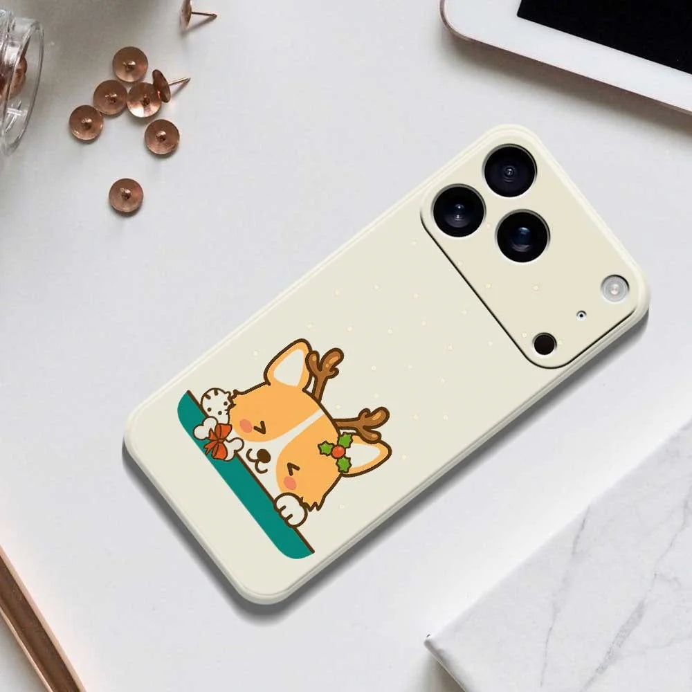 For iPhone 18 Pro Max / 17 Pro Max Case Cute Deer Pattern Printing Straight Edge TPU Phone Back Cover - Beige - 6