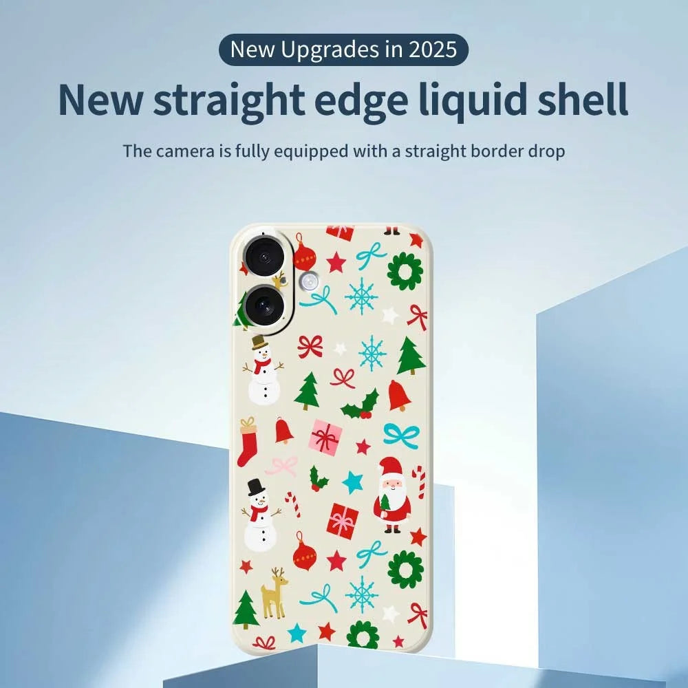 For iPhone 17 Case Christmas Decorations Pattern Printing Straight Edge TPU Phone Back Cover - Beige - 2