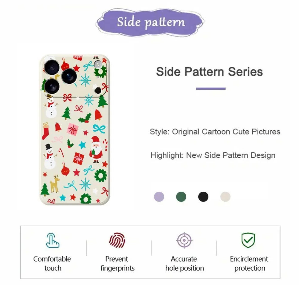 For iPhone 18 Pro / 17 Pro Case Christmas Decorations Pattern Printing Straight Edge TPU Phone Back Cover - Green - 7
