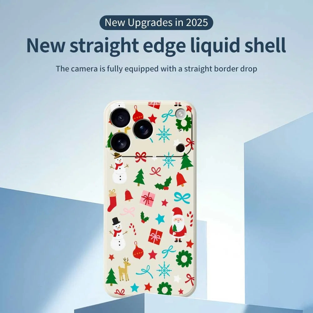For iPhone 18 Pro Max / 17 Pro Max Case Christmas Decorations Pattern Printing Straight Edge TPU Phone Back Cover - Beige - 2
