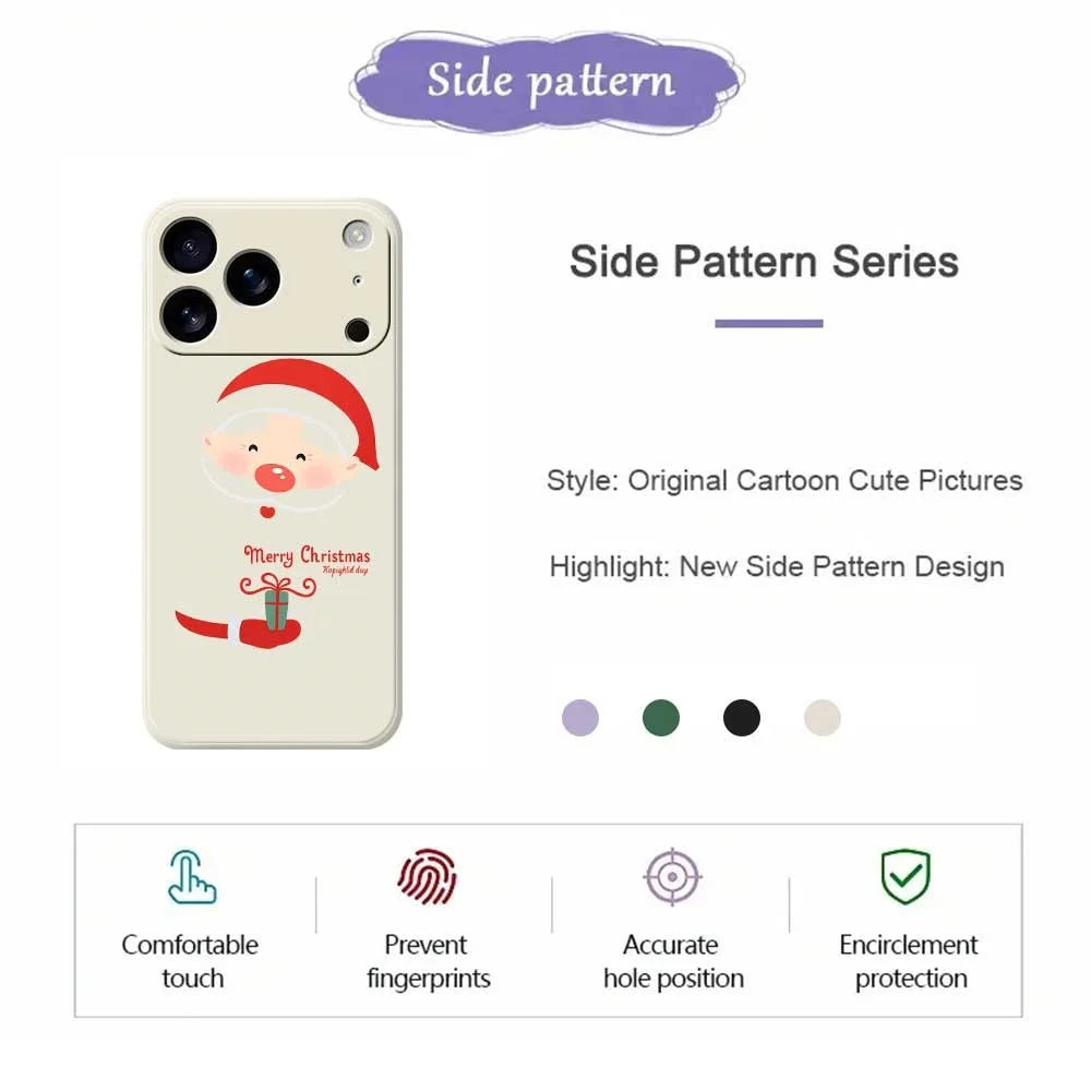 For iPhone 18 Pro / 17 Pro Case Santa Claus Gift Pattern Printing Straight Edge TPU Phone Back Cover - Green - 7